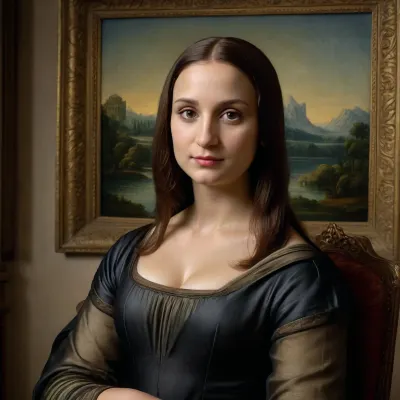 Mona Lisa sucks the cock of Leonardo da Vinci