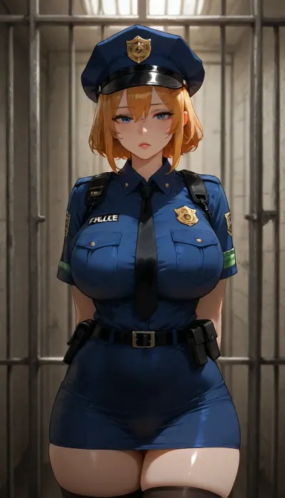 police officer, plainclothes, authentic expression, prison cell, pubic hair, detailed clitoris, fucked by police club, pr1s0n1, prison, <lora:pr1s0n1_epoch13:.8>