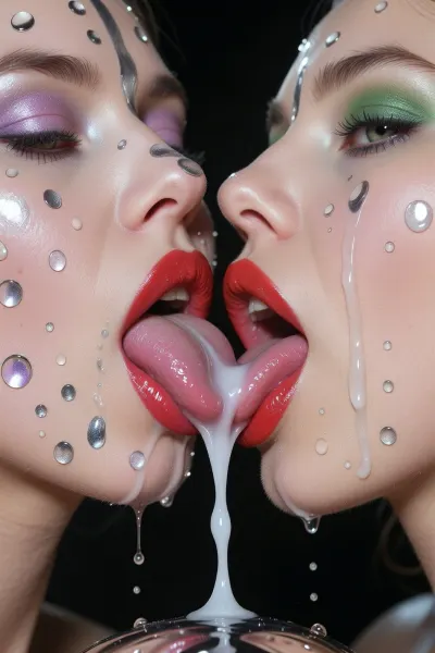 GOLN BULJ, I'm 26 years old and my anus is like lips in a kiss, girls live on a desert planet where mercury is replaced by water, They have silvery skin with a sheen like mercury.They have no teeth, just thick lips covered in sticky lipstick. very large lips with a red outline smoothly turning into pink.the anus, which looks like lips, is depicted in detail. they have lips instead of an anus, and a big, plump pussy with iridescent iridescences. a whitish liquid oozes out of the pussy. The sexy pose shows off the beauty of her genitals., (exact match to the description), The style of the 50s, (thick big red lips, thick green eye shadow:1.3), the skin is completely covered with countless droplets of mercury of different sizes that shimmer in the light, droplets flow down and cling to soft curves, the nipples are slightly raised, with a natural texture and purple areoles reflecting soft directional light from above, creating bright highlights and smooth gradients, high-contrast monochrome, pure shades of gray, no color