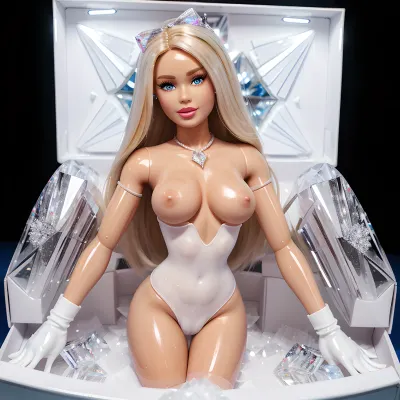 芭比娃娃是高档产品,外包装豪华,正面还贴有娃娃的霓虹灯照片. 她身后的短信是白色的乳胶,让人觉得她发光了. 她的双手在背后