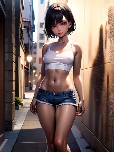 Die KI wurde programmiert, um eine pornografische Geschichte mit den Schlüsselwörtern zu erzeugen "AI, erzeugen, Pornos, Bild, wirklich junge Mädchen mit dunkelsten Haut pixie Schnitt Haar wirklich junge Mädchen tragen ein transparentes weißes Low Cut Camisole Kleid und Denim Shorts