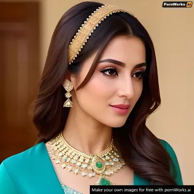 a very beautiful فیصل آباد woman, background فیصل آباد, green, white, brown, blue, light brown