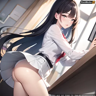 masterpiece, <lora:table_humping_v0.1:1>, 1young adult girl, table humping, crotch rub, white shirt, cute tall skirt, school skirt, white panties, skirt lift, lanyard, table, lifting, multiple young adult mans, suggestive fluid, highly detailed