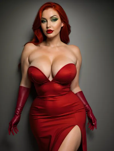 JessicaWaifu, bir HD vücut ve tam göğüslerle profesyonel bir model, resimdeki kadındır. Onun eğrilerini mükemmel bir şekilde kucaklayan kırmızı bir elbise giyiyor, doğal güzelliğini artırırken doğal güzelliğini gösteriyor. Onun makyajı