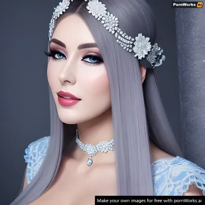 La femme a utilisé la technologie AI pour créer une photo d'une belle femme devant un fond blanc aux tons bleu et gris. L'image a été améliorée avec la technologie de l'IA, laissant le spectateur vouloir plus