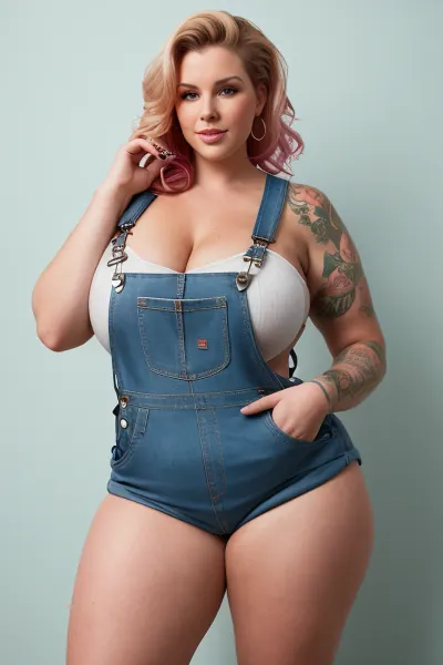 A mulher com as tatuagens e a pele pálida texturizada era uma beleza real, com uma bota redonda que balançava enquanto caminhava, e seus quadris largos fizeram seu olhar peituda ainda mais pronunciado. Seus macacões neon eram sexy, e