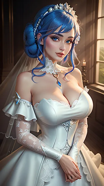 The crystal rose sona was a stunning bride-to-be, wearing a wedding dress with large breasts and double bun. Her body was perfectly proportioned and enhanced by the cowboy shot, capturing every curve of her body in stunning detail
