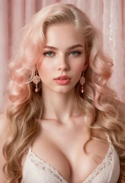 blonde, very rich, ultra realistic smart incredibly beautiful seductive face, young escort woman, super model, 18 years old, slim figured, narrow waist, looks directly at the viewer, (lace bra. Sensual Seductive. Long flowing wavy hair:1.2), earrings and a necklace, huge breast, (white skin. blush. eyes closed. Raise head. Forward pout. face close-up:1.7), shoppingmall, HDR photo, best quality, ultra-detailed, masterpiece, finely detail, highres, 8k wallpaper, photorealistic, perfect illumination, best shadow, best shot, soft lighting, bhands, perfect fingers