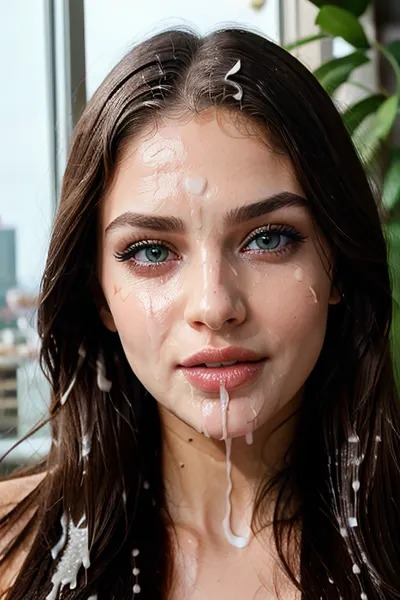 very beautiful girl, beautiful face, angel face, long tongue, very long chestnut hair, green natural eyes, detailed eyes, smokey eyes, beautiful eyes, wide eyes, symmetrical eyes, detail irises, eyeliner, perfect eyes, instagram model, super top model, detailed face, make up, big lips, huge lips, perfect lips, perfect white teeth, perfect figure, detailed irises, perfect face, super model, top model, skin pores, textured skin, detailed skin, naked, beautiful city from windows background, panoramic city background, night city, hard nipples, focus on face, thin hips, skinny, slender, thin, perfect fingers, perfect hand, chocker, showing tongue, nude, perfect tongue, open mouth, (face covered in cum:1.5), (dripping cum:1.2), milk on tongue, horny gaze, looking at viewer, lustful smile, shot from an HD 8K movie, high production value, top quality post-processing, professional color grading, dramatic light, soft focus, bokeh, award-winning photo composition, filmed and presented by deeper.com, presented by vixen.com, x-art.com video, tu.com signature style, filmed by blacked.com, capturing luxury lifestyle, extra-detailed eyes, ultra-realistic photo, skin texture with pores and imperfections, random moles, ultra-realistic body, professional photo, <lora:facialized:.5>