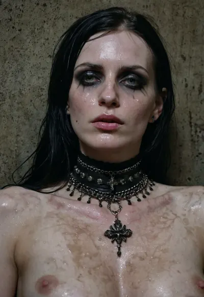 Una fotografia ad alta risoluzione di una prostituta russa con uno sfondo sporco e dettagli intricati dei suoi pori della pelle, viso sudato e sfondo sporco è stato generato utilizzando la tecnologia AI. La texture della pelle ultrarealistica della donna è stata impressionante, con alta definizione
