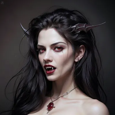 La bouche de la femme était tachée de sang, et ses crocs resplendissaient dans la lumière. Elle était allongée sur un lit sanglant, entourée de morceaux de chair humaine. Son visage était contorsé dans un mélange de plaisir et de douleur, comme