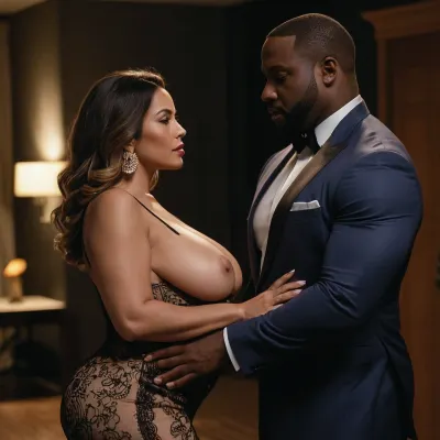 Женщина ИФОМ сидела на диване, с нетерпением ожидая свидания с хот-женой. Она была одета в сексуальное и откровенное платье, показывая ее кривые и большие сиськи. Пока она ждала своего свидания, она не могла помочь