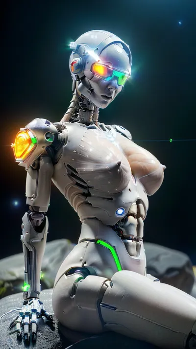 详细描述一个具有光滑皮肤和肌肉的圆柱体女性,但没有明显的骨骼或骨骼. 她具有超现实主义的外表,具有皮肤纹理,肌肉结构,面部特征等高质量的细节. 那个