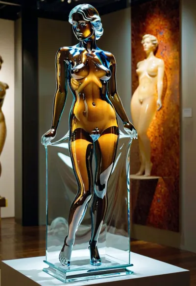 Müze güzel cam heykellerle doluydu, her biri sondan daha karmaşık ve ayrıntılı. Ama belirli bir heykel gözümü yakaladı - camdan yapılmış bir yaşam boyu çıplak kadın. Translucent, derisi ışıkta ışıltılıyordu,