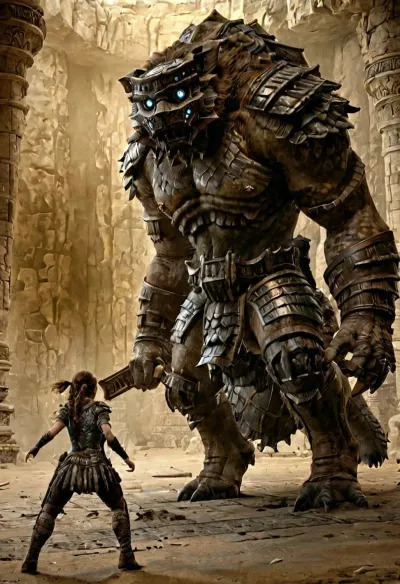 A highly detailed 8k ultra high resolution photorealistic AI-generated masterpiece depicting a highly illuminated ancient gigercraft woman ghast YIG Ithaqua fighting a giant female boar with glowing eyes, cinematic, 50nm dof, bo