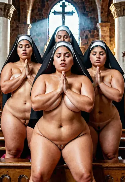 四 ぽってり ラティナ nuns に 彼らの bare asses と tits は satan に 教会