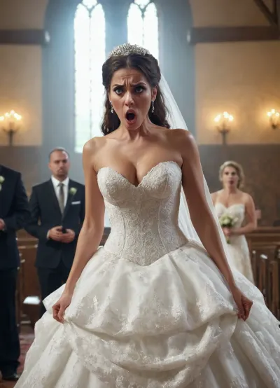 Die Hochzeitszeremonie war eine schöne Affäre, mit der Braut trug ein sexy frivoles Kleid, das sie wie eine Göttin aussehen ließ. Allerdings war der Bräutigam schockiert, als er seine Braut in einem solchen Outfit sah. Er konnte nicht glauben, dass sie tragen würde