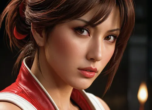 Mai Shiranui è un combattente esperto nella serie King of Fighters, con il suo volto ultra-realistico e occhi piercing catturare i cuori dei fan. La sua tecnologia AI avanzata genera un'immagine unica che cattura la sua bellezza e caratteristiche