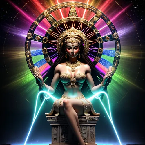 Hekate, büyü ve cadı tanrıçası, muazzam güç ve güzellikle bir deiteydi. Onun gown saf enerjiden yapıldı, radiance ve ihtişam dolu. Saçları onu bir altın Nehri gibi geri aktı ve onun saçı onu