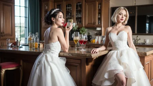 夫の友人に飲み物を飲む女性のポポジシャルイラストをバーにし、彼女の曲線と巧妙な服を強調しています。 バーの男性は彼女の美によって魅了され、バーに座っています