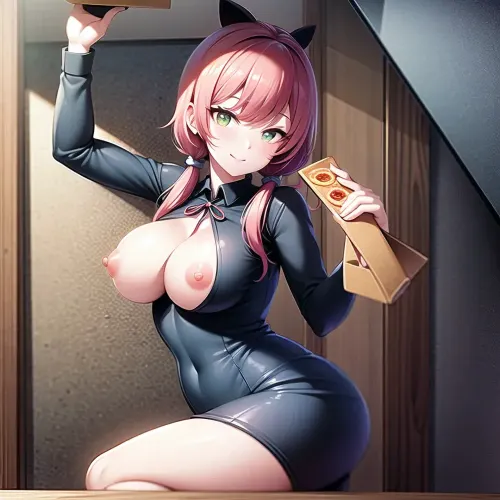 Tits, bonnie_fnaf, green, eyes, blue, skin, robot, joints, red ribbon, <lora:bonnie_v1:.5>, blender, overwatch, arhoangel, yeero, <lora:AbsurdlyGoodOW3DPornStyle:.5>, robot_skin, android_skin, <lora:robot_skin_v1.0:.5>, 1girl, open, door, doorway, pizza, box, (hold, close, box:1.2), out, of, frame, breasts, long, hair, looking, at, viewer, pink, nsfw, <lora:1657550037332782061:.5>