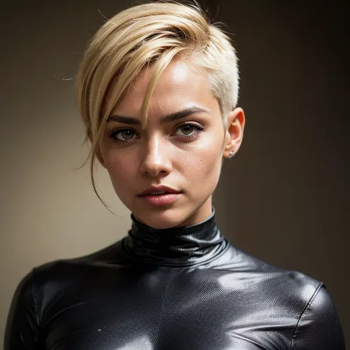 A scantily clad woman with intense eyes and a half profile, chiseled face, strict eyes, narrow lips, no makeup, 8k RAW photo of an extreme freeclimber just one girl in her 50s Nordic female