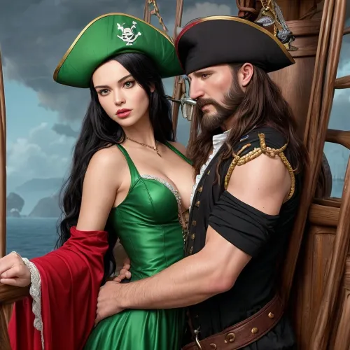 Korsan geminin kaptanı bir el için bir kanca vardı ve çok yaramazdı. Uzun siyah saçları ve yeşil gözleri vardı ve siyah kıyafetler giyiyordu. İlk eşi Tinker Bell de yeşil kanatlarıyla bir periydi