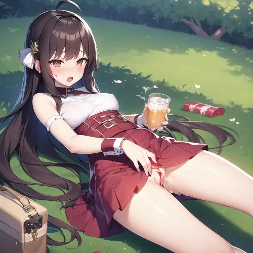 The girl was masturbating with blood, indulging in a dark and twisted fantasy