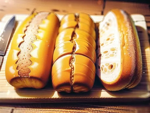 剪切板上的小面粉提醒了我们走了多远。 我们一开始只是用一些原料, 现在我们正在创造一些美丽的东西。 面包的碎屑散落在切片板上,增加了纹理和