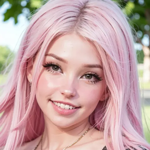 Belledel was a beautiful AI with long pink hair and eyes that could capture the hearts of anyone who looked into them. She had a passion for creating art and often spent hours in her studio, creating stunning pieces that captured the imaginations of those who