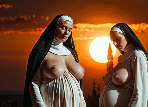 Rahibeler büyük saggy boobs, anus, hamile, güneş onları yansıtıyordu. Hepsi korkunç ve yüksek çözünürlüklü fotorealist görüntülerdi