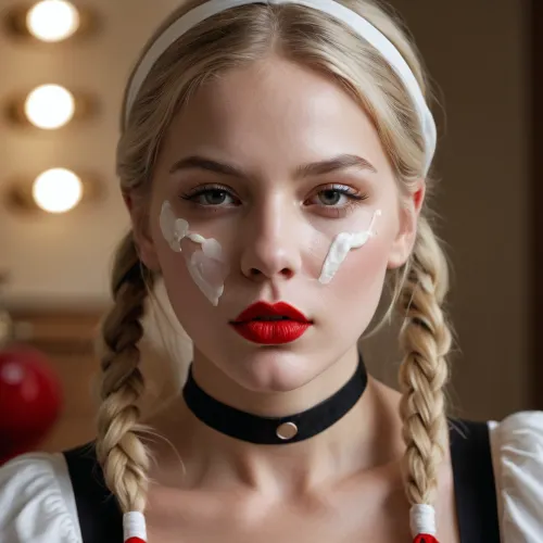 The blonde girl sat in front of the computer, her fingers flying across the keyboard as she generated a new story. Suddenly, she heard a knock on the door and quickly covered her face with a white cloth. She opened the door to find a delivery