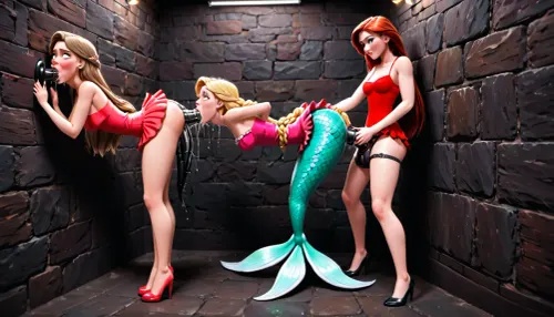 Dans un monde futuriste où l'IA et les sirènes coexistent, Rapunzel est une grande et mince star du porno avec des mini robes rouges. Elle est connue pour sa capacité à prendre des bites massives dans son cul et aime utiliser des godes comme