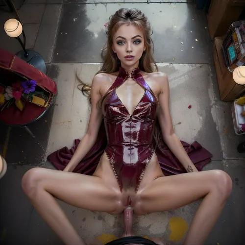 raw, 8k, (Masterpiece:1.4), (high resolution:1.4), hyper detailed hyper realistic natural petite cutie, 18 years old beautiful model, (slim), extremely gorgeous, long very shapely legs, (she is on the street, in las vegas), perfect composition of lights and shadows, warm lights, the brightest image, crystal clear focus, (super vivid colours:1.2), (fate\), purpleheart, redgown, original_outfit, ohead, missionary, anal, creampie, from, above, front, close, up, spreading, legs, extreme, <lora:weight_slider_v2:-1>, <lora:age_slider_v20:-2>, <lora:more_details:.5>, <lora:Girls' Frontline-OTs-14[lightning]-V3:.5>, <lora:PovMissionaryAnal-v6:.5>