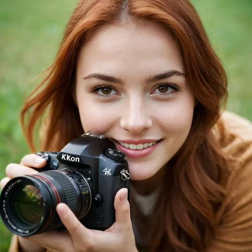 score_9, score_8_up, score_7_up, score_6_up, rmsns, closeup portrait of cute 30yo girl, natural readhead, photographing with SLR camera, looking at viewer with a playful yet competitive grin, wide-angle view, highly detailed, high budget, photorealistic, candid camera, color graded cinematic, imperfections, natural, shallow dof, natural light, 35mm photograph, film, professional, 4k, Depth of field F2. Rule of Thirds Composition, <lora:add-detail-xl:.8>