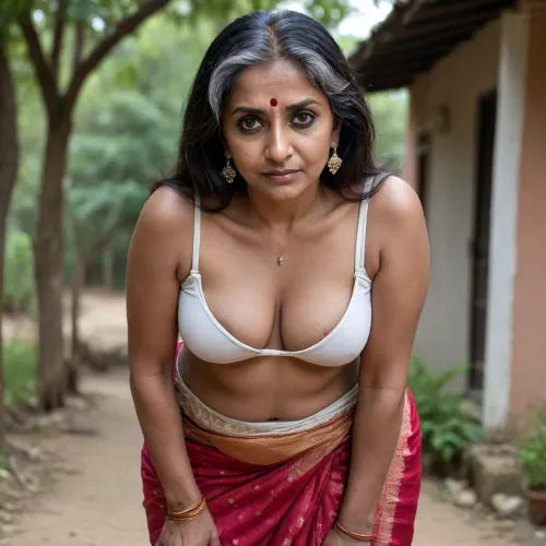 sexy mature 60 years old indian woman, big saggy tits, less ornaments, no makeup, wearing saree, cleavage seen, navel, (4K UHD ultra-detailed RAW photo), high detailed, 8k, (photorealistic:1.7), standing in village, ((bent over)), ((milf:1.5)), ((no panties)), 1/2 length view, ((sad:1.5)), (4K, high resolution, best quality), tiedtobed, face, up, down, frontal, at, angle, close, black, white