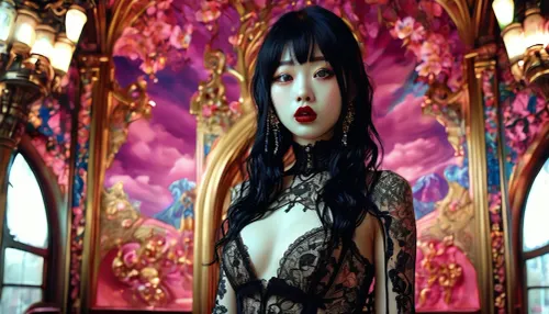 gothic, goth, (asian), pale skin, dark black eyes, black hair, bangs hair, black eyeliner, (black lipstick), white skin, perfect eyes, small eyes, detailed eyes, small nose, good anatomy, ultra detailed, high resolution, fake breasts, slut face, whore, (ahegao:1), sexy posing, (illustration:1), (hand drawn:1), (anime:1), <lora:MJ52:1>, <lora:EnvyZoomSliderXL01:-1>, <lora:detailed_notrigger:1>