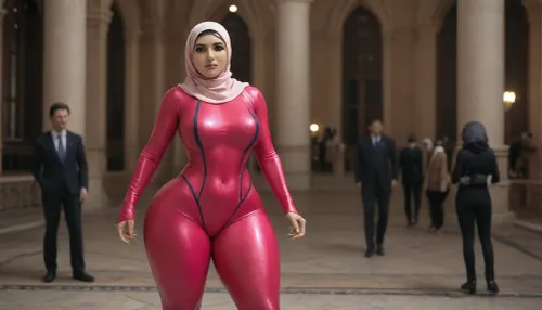 Arab girl, hijab, big ass, Spiderman suit, huge butt, big tits, hyper hips, hyper thighs