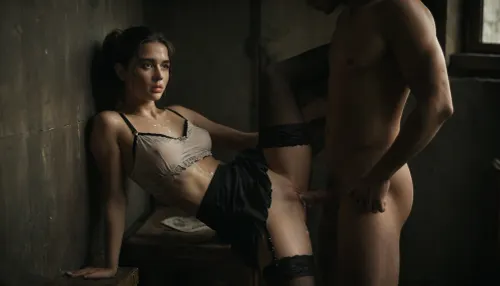 core_9, score_8_up, score_7_up, ton the desk of the home office, legs spread the girl is sitting on the fence of the porch, on his country site, spreading her legs, the man enters her, holding her, crop_top, 1 girl, 1 man, sex, she is sitting on the terrace, on the parapet, with her legs spread, a man enters her, holding her black_hair, black stockings, window, abs, she wears a, black lace off-the-shoulder top, A beautiful black-haired woman, blue_eye, ponytail hairstyle black, toned, lips, spread_legs, bare_shoulders, ponytail, The leg is raised, не striped_thighhighs, off_shoulder, covered_nipples, black_nails, 8 year old girls, realistic faces, beautiful faces, highly detailed, extremely detailed skin, freckles, fishnets, Highly realistic, hair in wet over face, sharp focus, her eyes rolled back, her head facing camera, orgasm expression, cum on her tits, ((arroussed face)), ((cum cover)), ((((perkynatural boobs)))), large hips, side view, man enters her, (Cum), cum on body, warm lightning, erotic, porno chic, subdued atmosphere, chiaroscuro, perfect face, perfect body, (stockings), one leg raised very flirty, playing with hair, (cum covered:1.5), flirty expression, cuminmouth, (cum on face:1.3), She stands against the wall with one leg raised, and, <lora:dark:.5>, beautiful, tall girl in a short beige blouse, in short fabric shorts, straps, harness, lingerie, see through, mini skirt, upskirt, best pose for photo, dynamic pose, animated photo, like a still from a movie, professional photo, brown hair, french appearance, sexy, excited, lust, lustful look, close up, 3/4 body visibility, aesthetic, <lora:Movie_aesthetic_XL:.8>, <lora:MJ52:.8>