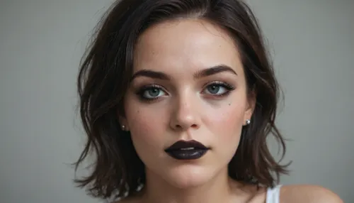 dark makeup, black eye shadow, black lipstick, thick makeup