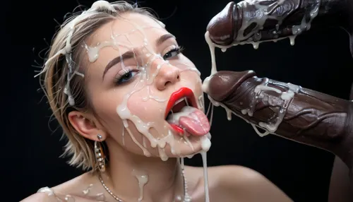 Cum drenched sarışın: aşırı makro, ırklararası bukkake fantezisinin yakınına