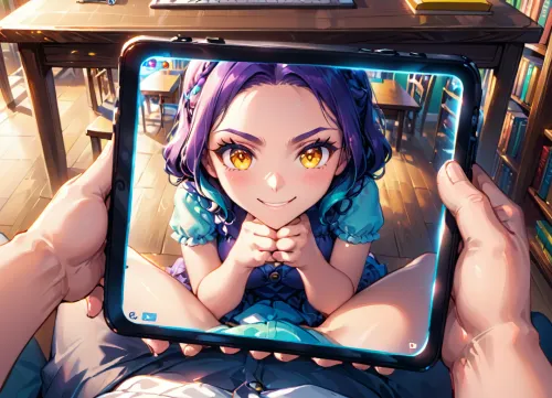 [Alara sends a picture that contains], Give equal weight to both characters' descriptions if they have equal relevance to the scene., For quick help, find grammar explanations here, https, www.grammarly.com, Example, cozy apartment, 2 humans, conversation, sitting side-by-side POV, female smiling, hugging left arm around male's right shoulders, male clenching jaws, glaring at phone screen, Library, User and Alara sitting across from one another with feet touching under the table POV, Aethany, (female), calm casual smile with amber eyes looking down through thick lashes, hands clasped lightly on the table, User, (male), tapping pen impatiently on the table, checking his watch frequently., .