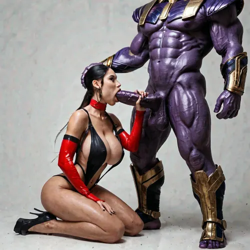 (Elektra:1.5), blowjob, handjob, (Thanos:1.5), Marvel, kneeling, massive natural breasts, toned abs, massive cock, massive sagging ballsack, (costume), Ultra realistic, (grey background), <lora:359201_training_data:.8>, vintagemuse, vim1, <lora:vintagemuse:.8>
