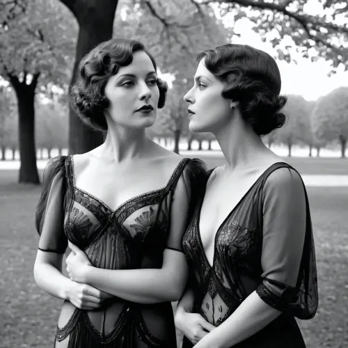 1920s vintage black and white photograph, frivolous milfs sheer in Parisian park, style of Alexandre dupouy, AgedSepiaCE, <lora:PhotoAgedSepia01-00_CE_SDXL_128OT:1.2>