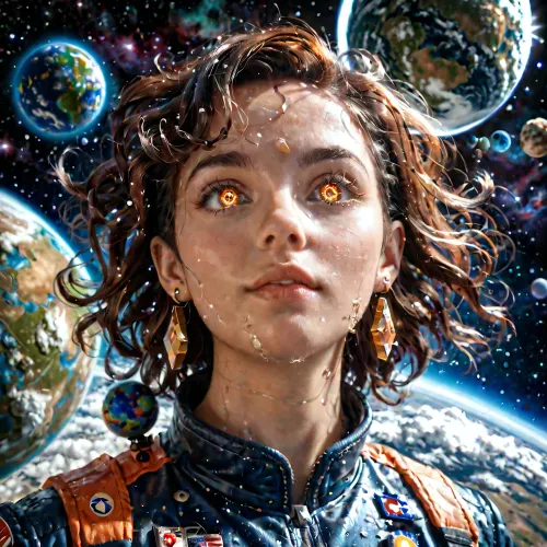 an earthlike planet floating in space. A symbol for the letters WA symbolized on the floating planet.