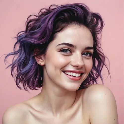 grinning girlfriend in pastel grease pen, art portfolio sketchbook, style of Agnes Cecile