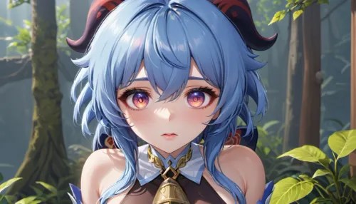 Ganyu's face from Genshin Impact, a clear, not blurred face, the face of the character Gan Yu from the game Genshin impact, clearly distinguishable facial features, not as big eyes, eyes like a human's