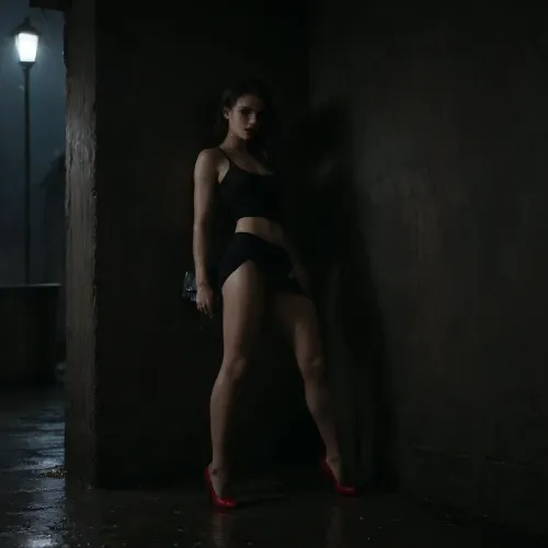 rich color palette, masterpiece, score_9, score_8_up, score_7_up, score_6_up, ((1 girl alone)), ((black handbag on the floor)), ((very rainy night)), ((full body view)), ((heavy rain)), ((woman is in the shadows)), ((very narrow dark alley)), ((rain streaks down her body)), ((deep red lipstick)), ((tits clothed)), ((red high heel shoes)), (((slim body))), ((light from street lamps lighting the woman's body)), (tits:1.2), ((light reflects off the woman's wet body)), ((heavy shadow)), ((raining very heavily)), a woman around 35-year-old, ((lighting is minimal)), ((dark shadow)), ((deep shadow)), (((standing and leaning against wall))), (skinny:1.1), ((horny slut)), ((her back is against a wall)), ((sideways to the camera)), ((body at 45 degrees to the wall)), ((her legs a little spread)), ((knees partially bent)), ((highly aroused)), ((looking at the viewer)), ((soaking wet clothes are soaking cling to wet body)), (no bra), ((very wet hair)), ((very wet clothes)), ((very wet body)), (((huge orgasm))), ((wet skin)), ((rain on skin)), ((shiny skin)), ((legs apart)), ((low cut blue tank top)), ((cleavage)), ((massive tits and hard nipples are visible through the material)), ((one nipple slip)), ((black mini skirt is raised)), ((fingers in pussy)), ((orgasm)), dark, horror, black, 1girl, Short, Layered, Bob, (((squirting orgasm))), fingering, pussy, <lora:2FingersSDXL_v03:.5>, orgasmface, <lora:orgasmface_SDXL:.5>, ruined, makeup, <lora:ruined1:.5>, hvrn, heavy, rain, <lora:607315_training_data:.5>, <lora:dark:.5>