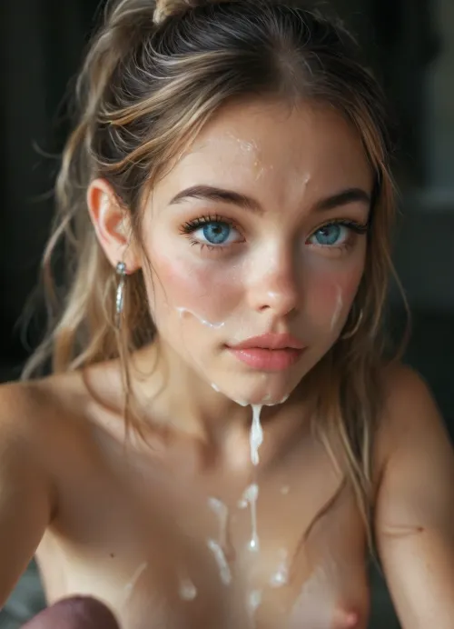 Dynamic View, Dynamic PoseRealistic XHyperreal Max Quality High detailed, oriental temple, (Skinny thin ultra lean naked body:1.2), (Tiny Breasts:1.2), Small soft AssSeen from side, Blonde naked young cute sweet adorable gorgeous Highlightsyui ohtsuki, ultra flirty, kinkiest cutie, abigail williams from fate, lillie from pokemon, seducing expression, narrow hips, bangs, (messy hair in a ponytail), tempting, sexy, blue eyes, alluring seductively satisfied exhausted aroused face, perfect lips, tanned soft skin, puffy nipples, very sweaty skin, black background, black room, cock, male in front of girl, white cock, hard-on, handjob, milking a huge cumshot out of a huge black cock, small round nose, wide mouth, thick lips, small forehead, excessive cum on face, (ejaculation:1.4), excessive cum dripping from penis, dark room, cum, on, face, (selfie on the phone), <lora:JustCum:.9>, ((tattoo on cheek)), naked, SDXL_BetterFaces-LoRA_v1, .5>, (music_), <lora:Oxygen girl_SDXL1.0:1>, <lora:MJ52:.7>, <lora:BUT_SDXL_SHS:.1>, <lora:Madison_Beer_2020_SDXL_JugX_trigger_m4d1s0n-000076:.8>