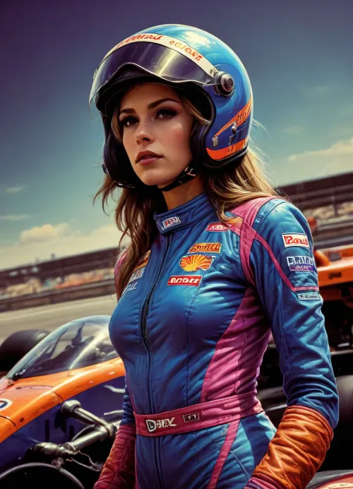 bolid, formula 1, woman in racer suit, drawix9, dwx9, <lora:tbh235-sdxl:.9>, <lora:drawix9:1>, Richard, Corben, Style, <lora:Richard Corben Style:.8>